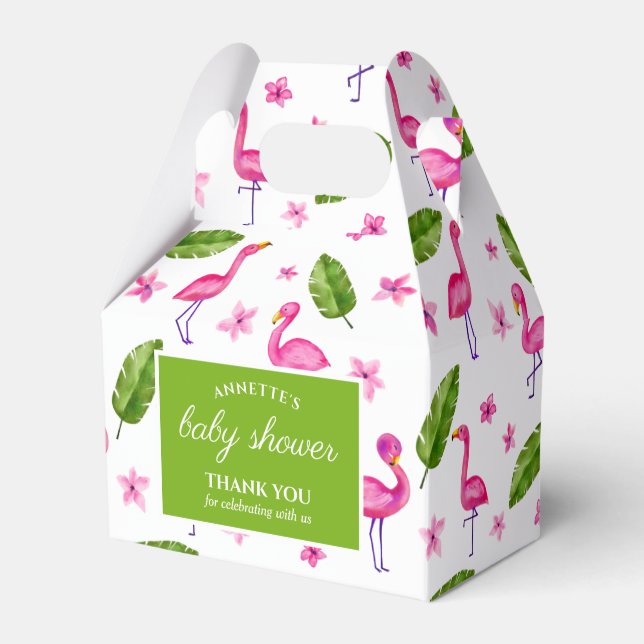 Ballotins Aquarelle Flamant rose rose Feuille tropical Motif (Verso)