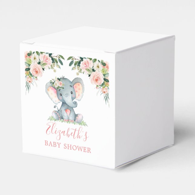 Ballotins Aquarelle Floral rose bébé Baby shower éléphant (Verso)