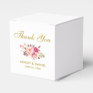 Ballotins Aquarelle Floral Rose Blush Gold Mariage Merci