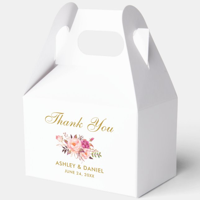 Ballotins Aquarelle Floral Rose Blush Gold Mariage Merci G (Recto)