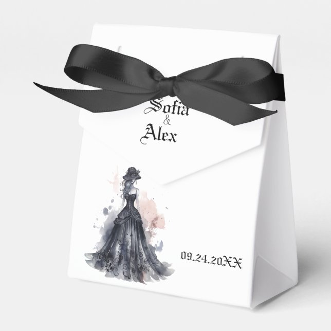 Ballotins Aquarelle gothique mariage noir floral (Verso)