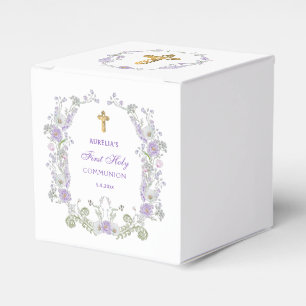Ballotins Aquarelle Lilac Fleurs Premier Cube Communion