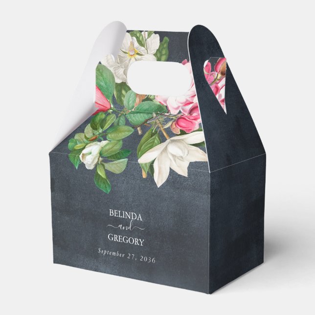 Ballotins Aquarelle Magnolia Fleurs Mariage Noir Blanc (Verso)