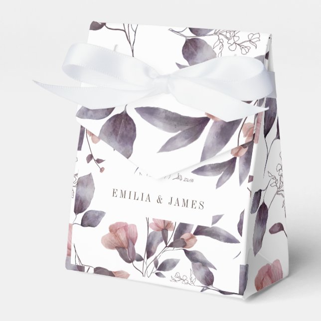 Ballotins aquarelle mariage feuillage crépuscule violet pous (Verso)