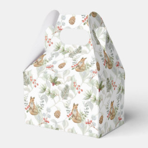 Ballotins Aquarelle Renard de Noël, Branches de pins, Baies