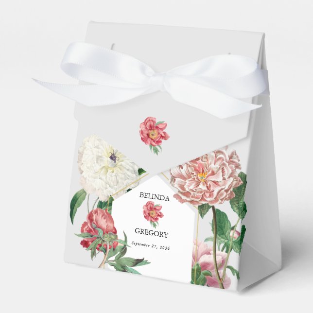 Ballotins Aquarelle rose blanc pivoines Mariage (Verso)