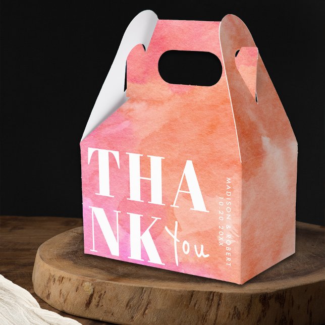 Ballotins Aquarelle rose et orange Merci Mariage (Créateur téléchargé)