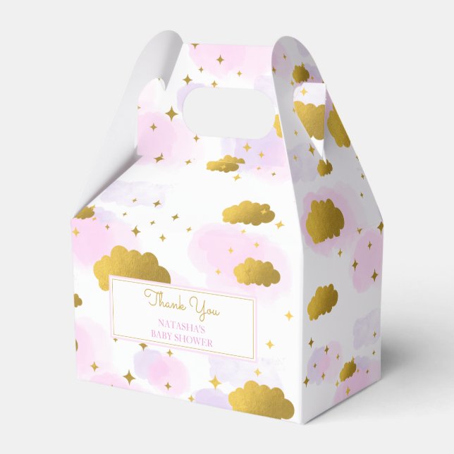 Ballotins Aquarelle rose Nuages Gold Stars Sky Baby shower (Verso)