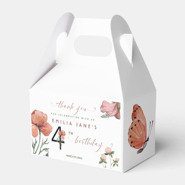 Ballotins Aquarelle rose petits pavots 4e anniversaire (Verso)