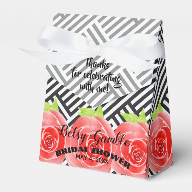 Ballotins Aquarelle Roses noir blanc rayures Derby Tente (Verso)