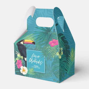Ballotins Aquarelle Tropical avec Toucan Mariage V2 Sarcelle