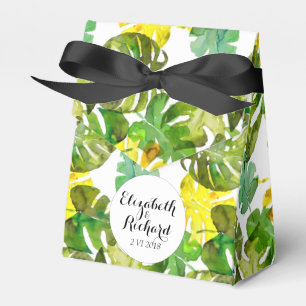 Ballotins Aquarelle Tropical Feuille mariage monogramme