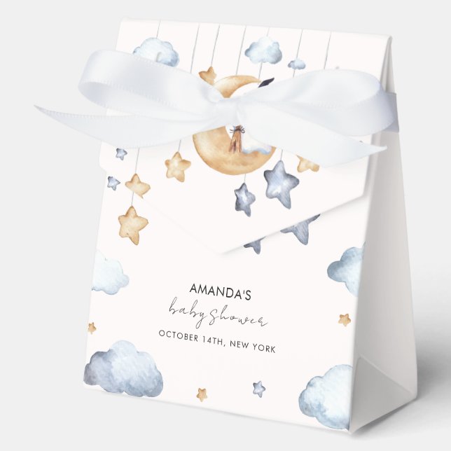 Ballotins Aquarelle Un Petit Boo Moon Stars Baby shower (Recto)