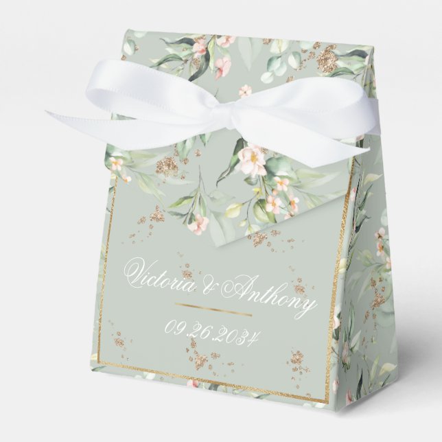 Ballotins Aquarelle verte Gold Sage Mariage Floral (Verso)