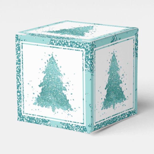 Ballotins Arbre de Noël élégant | Luxe Aqua Mint Splatter (Verso)