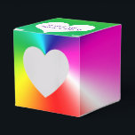 Ballotins Arc-en-ciel néon avec cœur<br><div class="desc">Cœur blanc avec les noms des jeunes mariés sur un fond abstrait d'arc-en-ciel néon.</div>