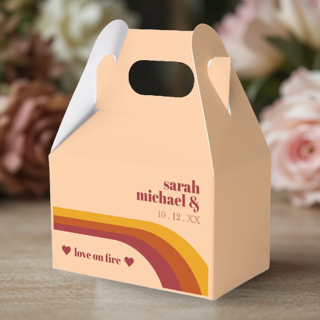 Ballotins Arche courbe rétro Amour en bande sur Mariage de f (Retro Curved Arch Stripe Love on Fire Wedding Favor Boxes
)