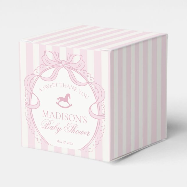 Ballotins Arche de bébé Cheval à Bascule Ruban Coquette Rose (Verso)
