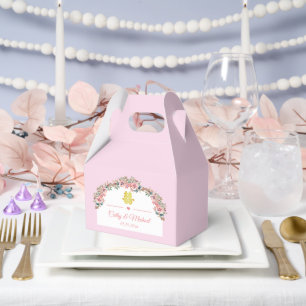 Ballotins Arche fleurie rose blanc mariage chinois double xi