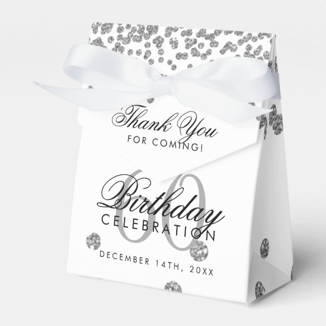 Ballotins Argent 60e anniversaire Merci Confetti Blanc (Verso)