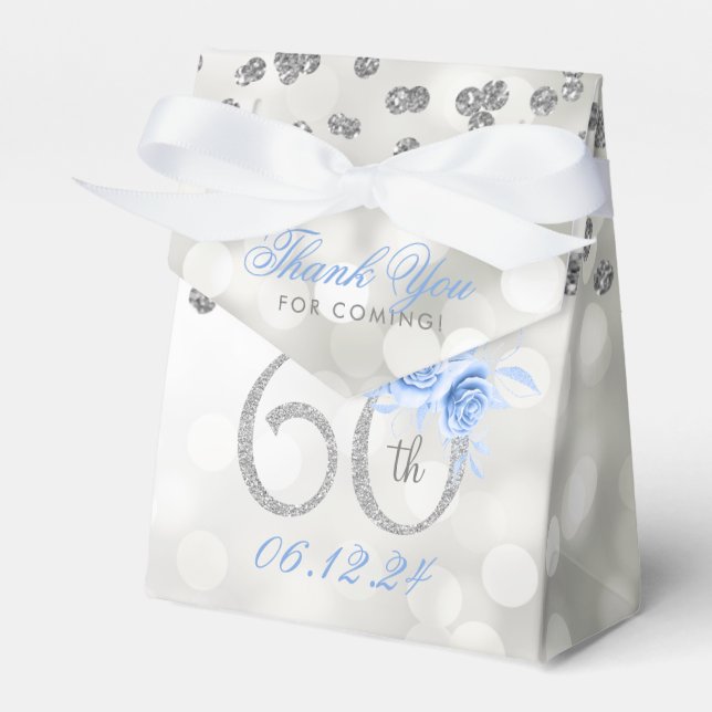 Ballotins Argent 60e anniversaire Merci Floral Blue (Verso)