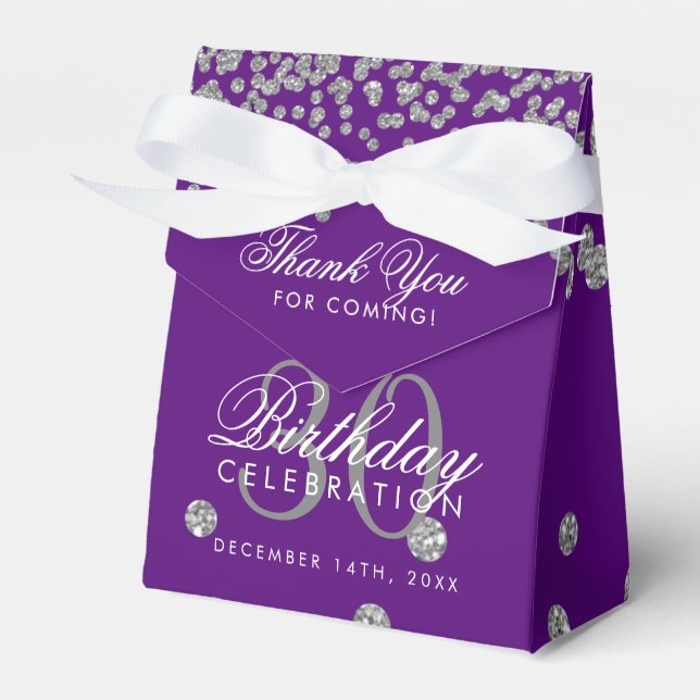 Ballotins Argent Merci violet 30e anniversaire Confetti (Verso)