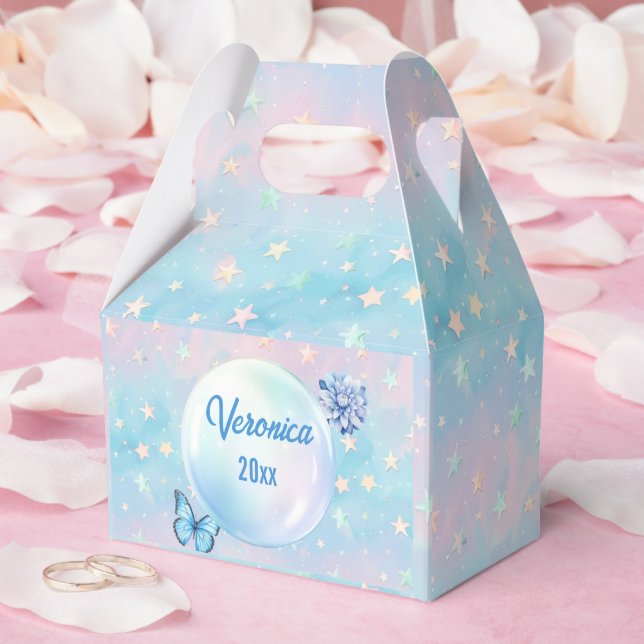 Ballotins Arrière - plan étoilé bleu-rose (Mariage)