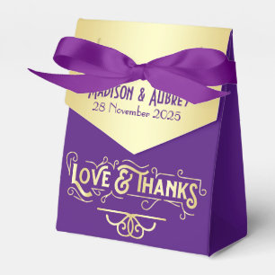 Ballotins Art Déco Mariage Love & Thanks Gold Purple Favoris