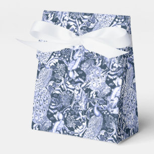Ballotins Art Nouveau Peacock Print, Navy et White