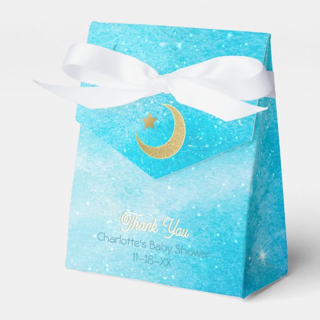 Ballotins Au-dessus du Ballotin Baby shower bleu lune (Verso)
