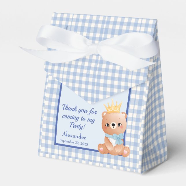 Ballotins Baby Bear Blue Checker fête d'anniversaire (Verso)