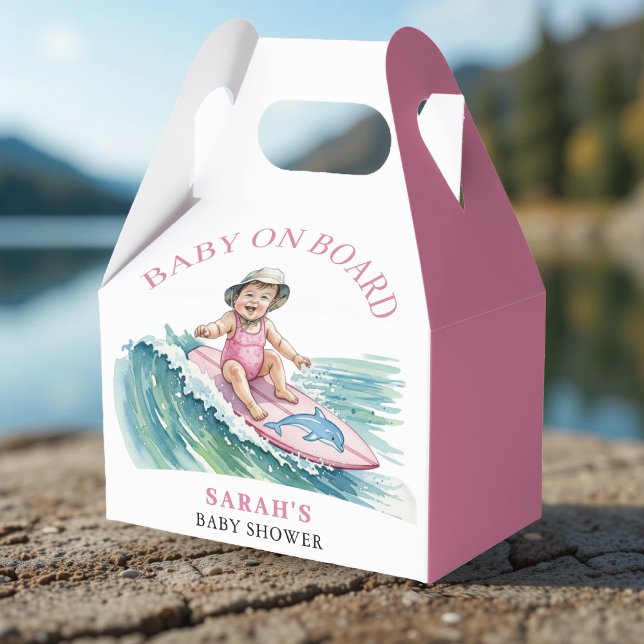 Ballotins Baby on Board Watercolor Surfing Girl Baby Shower (Baby on Board Watercolor Surfing Girl Baby Shower Favor Boxes
)