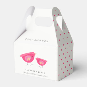 Ballotins Baby shower à oiseaux rose arc-en-ciel à main mi