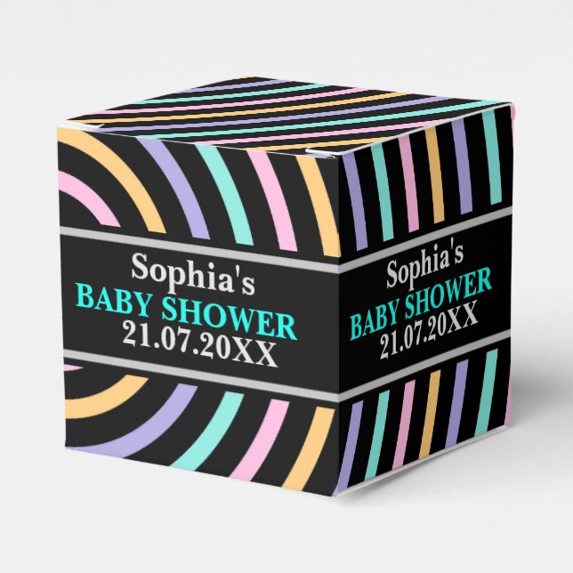 Ballotins Baby shower à rayures mignon Monogram (Verso)