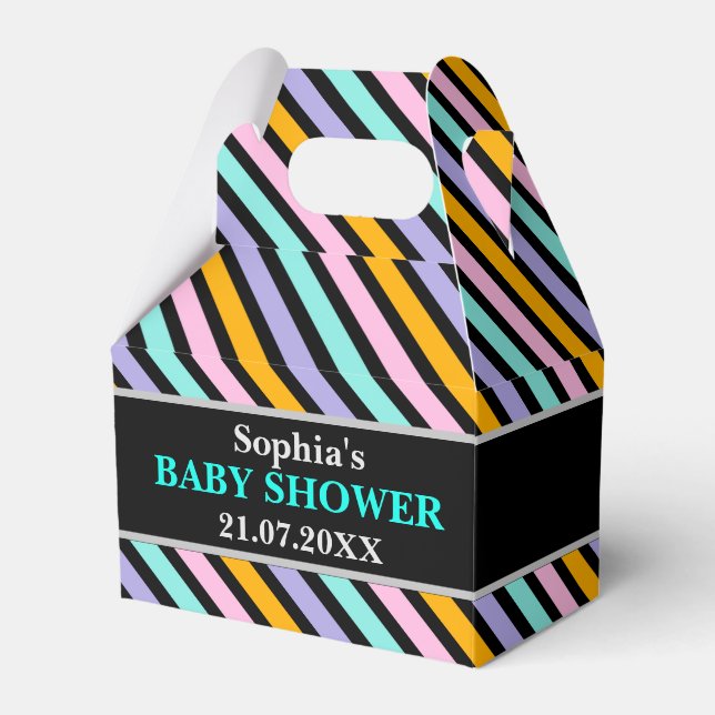 Ballotins Baby shower à rayures mignon Monogram (Verso)