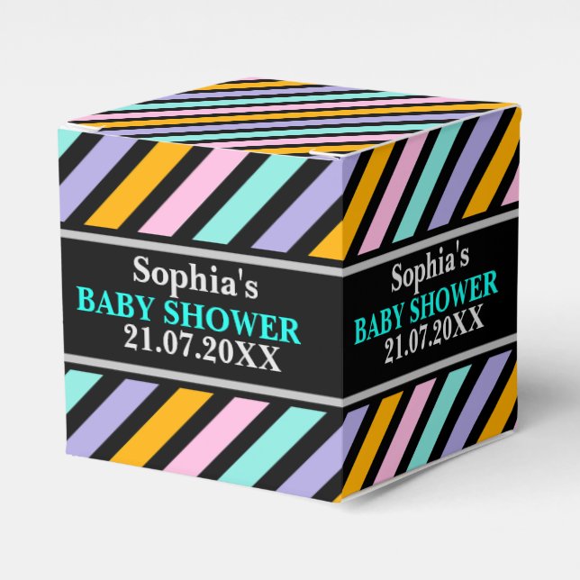 Ballotins Baby shower à rayures mignon Monogram (Verso)