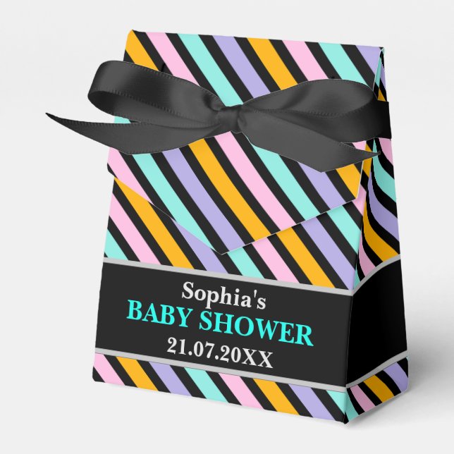 Ballotins Baby shower à rayures mignon Monogram (Verso)