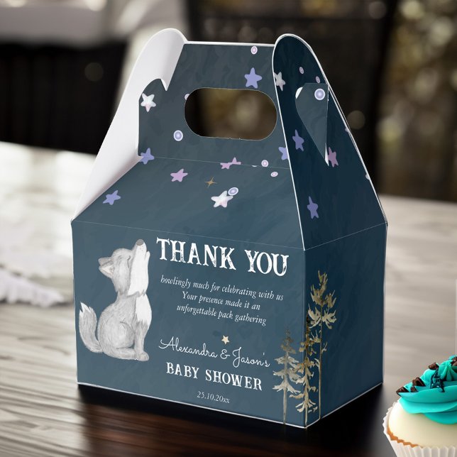 Ballotins Baby shower à thème petit loup (Little wolf themed baby shower favors personalized favor box cute howling wolf cub new pack memeber)