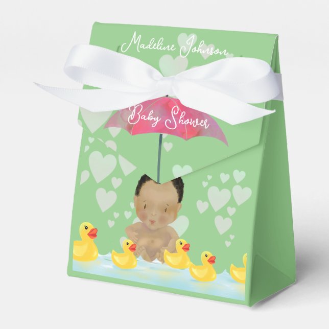 Ballotins Baby shower afro-américain mignon avec canard en c (Verso)