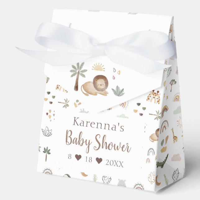 Ballotins Baby Shower aquarelle Safari Bohème (Recto)