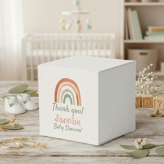 Ballotins Baby shower arc-en-ciel rustique merci (Rustic rainbow baby shower thank you favor boxes.)