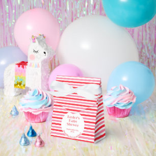 Ballotins Baby shower blanc rouge rose rayures