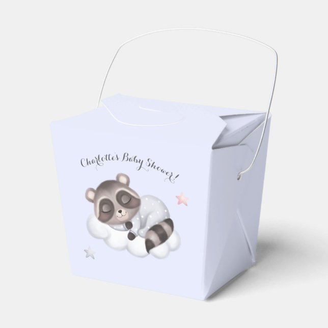 Ballotins Baby shower bleu Baby Boy Raccoon (Verso)