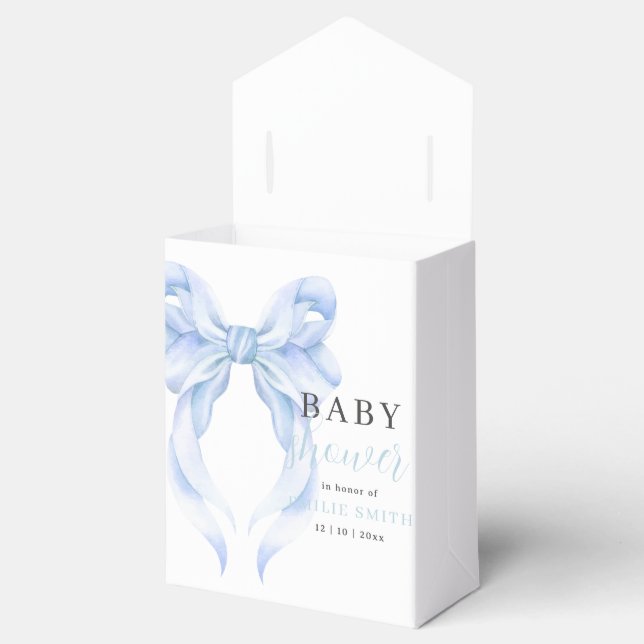 Ballotins Baby shower Bleu Bow Invitation, Baby shower garço (Ouvert)