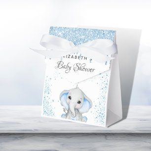 Ballotins Baby shower bleu garçon blanc mignon éléphant