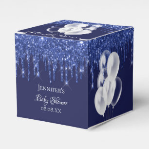 Ballotins Baby shower bleu marine ballons blancs merci