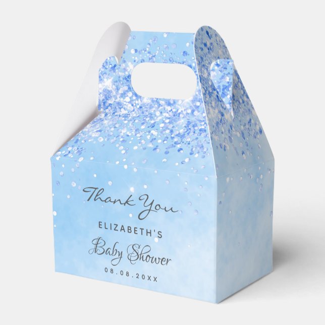 Ballotins Baby shower bleu parties scintillant poussière gar (Verso)