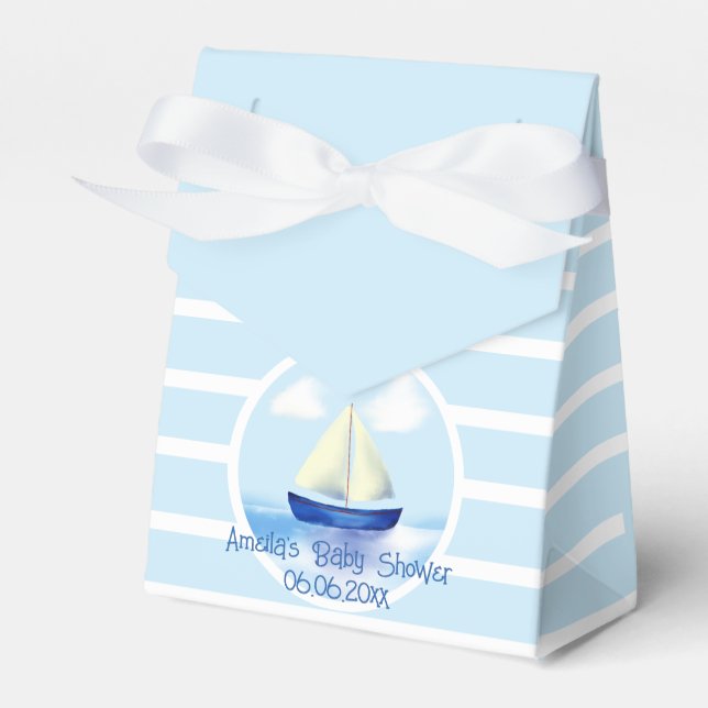 Ballotins Baby shower Blue Sailboat personnalisé (Verso)