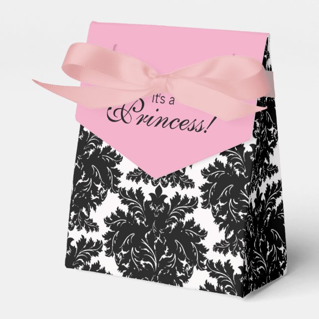 Ballotins Baby shower Damas rose et noir (Verso)