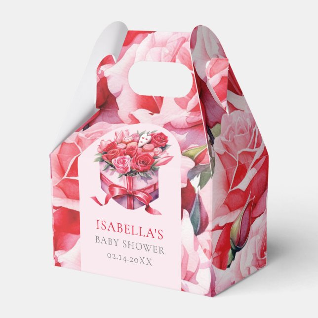 Ballotins Baby shower d'arc floral rouge personnalisé (Verso)